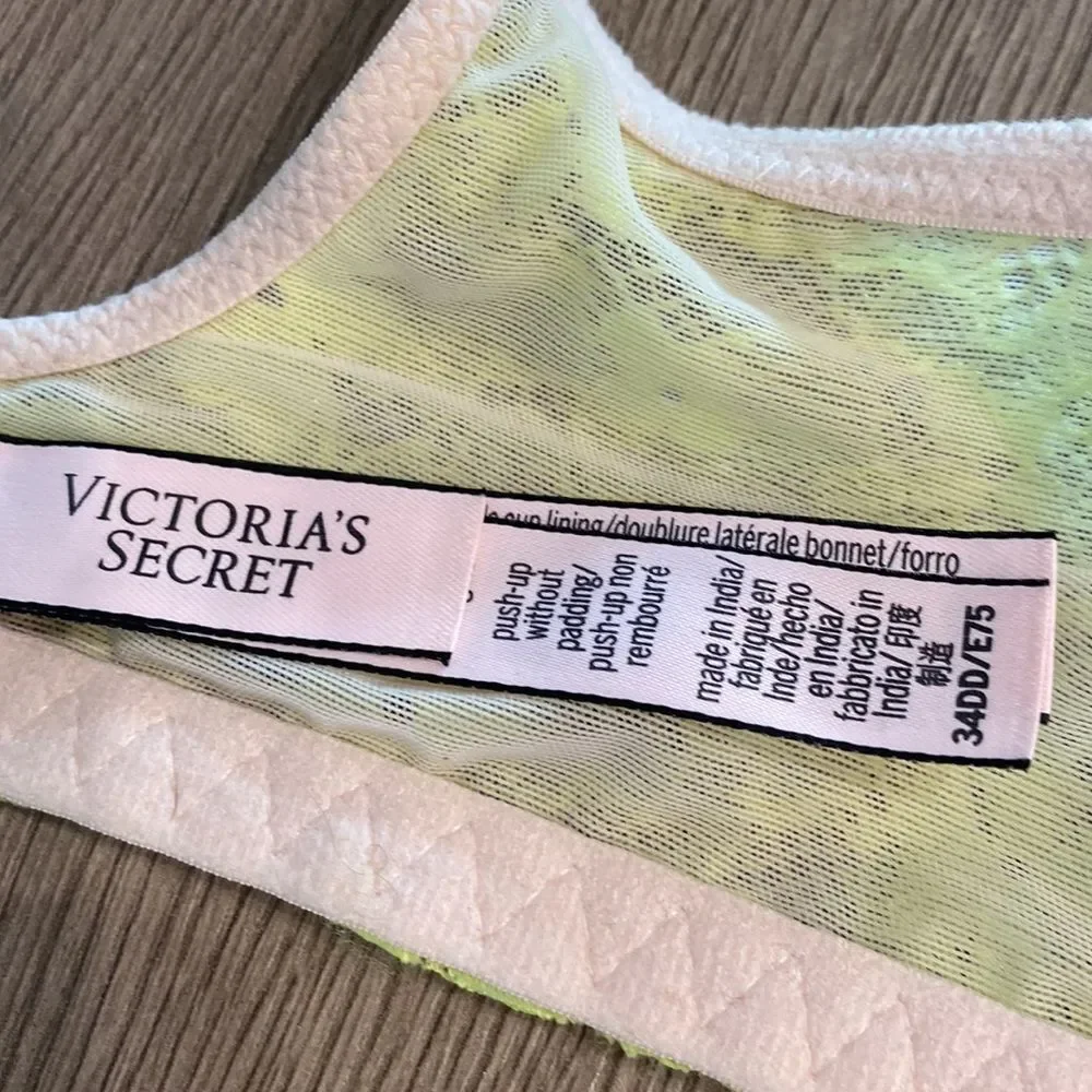 Victoria’s Secret Dream‎ Angel’s Yellow Lace Convertible Push Up Bra Size 34DD
